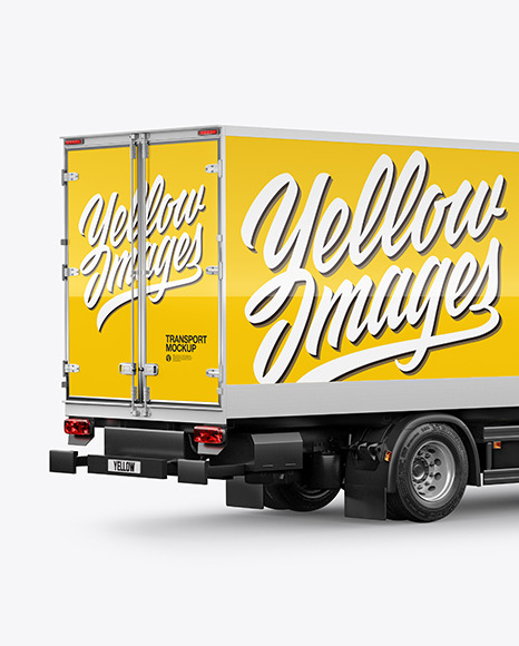Box Truck Mockup   Back Half Side View PSD #2