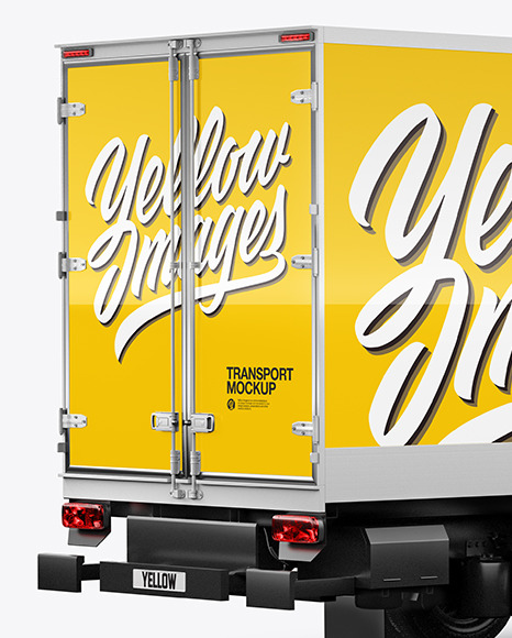 Box Truck Mockup   Back Half Side View PSD #1