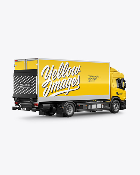 Box Truck Mockup - Back Half Side View