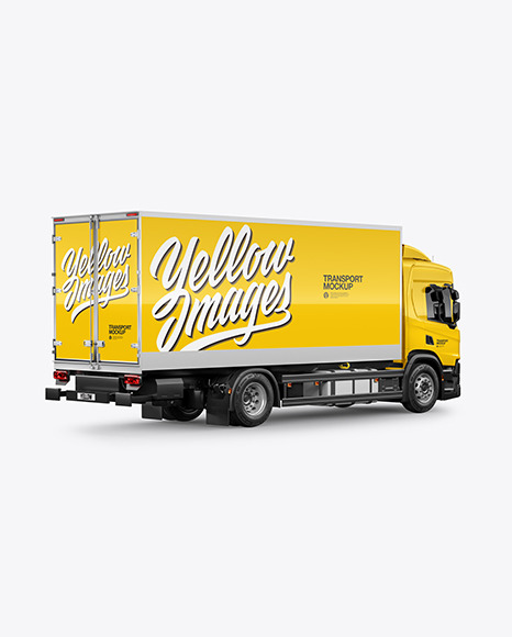 Box Truck Mockup   Back Half Side View PSD #5