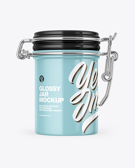 Glossy Jar With Clamp Lid Mockup PSD #2