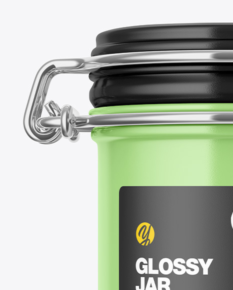 Glossy Jar With Clamp Lid Mockup PSD #1