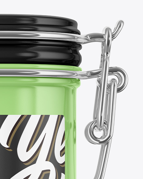 Glossy Jar With Clamp Lid Mockup PSD #6