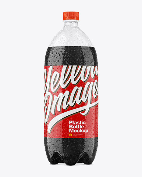 PET Bottle with Drink and Water Drops Mockup PSD #2