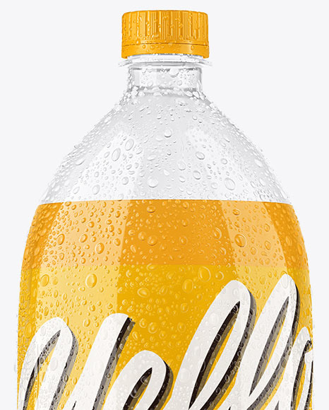 PET Bottle with Drink and Water Drops Mockup PSD #1