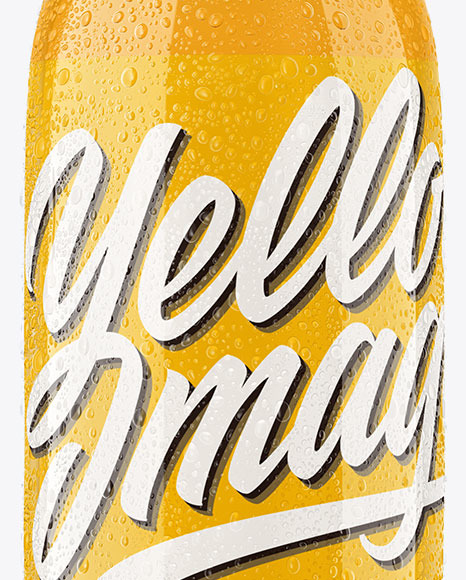 PET Bottle with Drink and Water Drops Mockup PSD #6