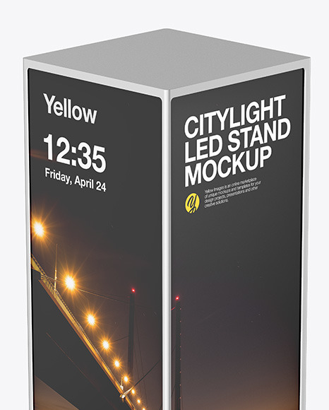 LED Citylight Metallic Stand Mockup PSD #2