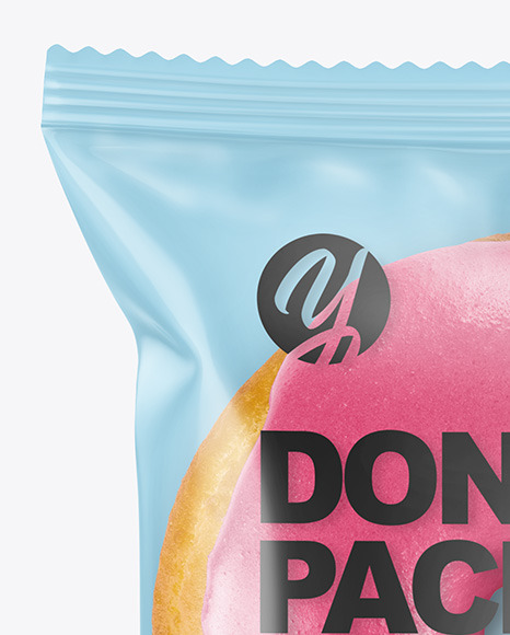 Clear Plastic Bag With Glazed Donut Mockup PSD #2