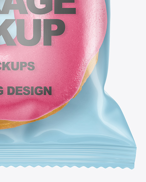 Clear Plastic Bag With Glazed Donut Mockup PSD #1