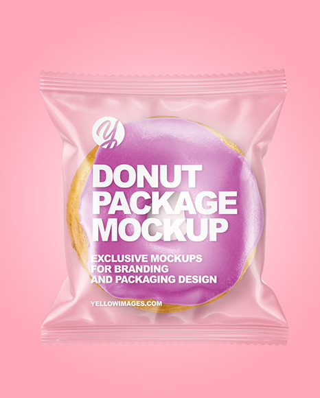 Clear Plastic Bag With Glazed Donut Mockup PSD #6
