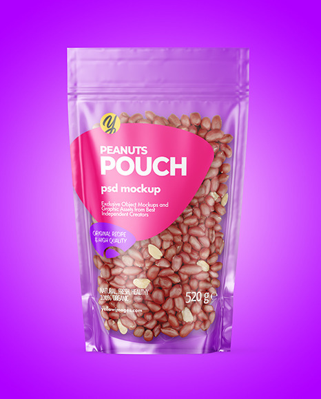 Glossy Stand up Pouch with Peanuts Mockup PSD #6