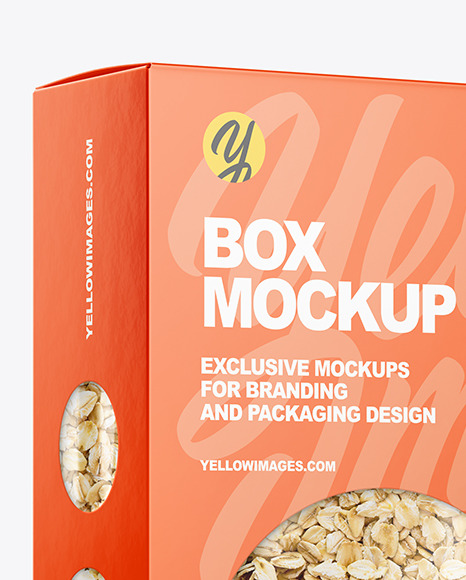 Paper Box with Oat Flakes Mockup PSD #2
