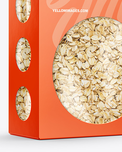 Paper Box with Oat Flakes Mockup PSD #1