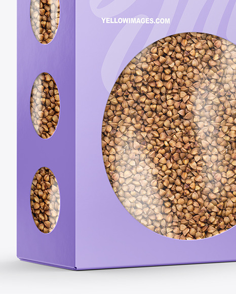 Paper Box with Buckwheat Mockup PSD #1