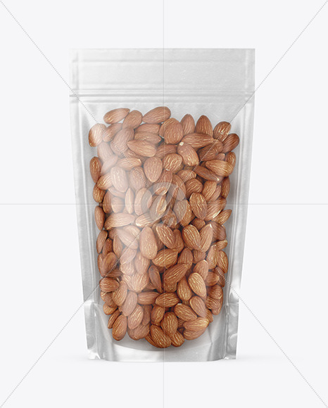 Kraft Stand up Pouch with Almonds Mockup PSD #3
