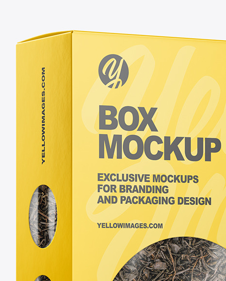Paper Box with Black Tea Mockup PSD #2