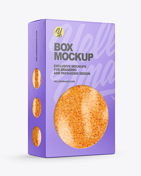 Paper Box with Orange Lentils Mockup