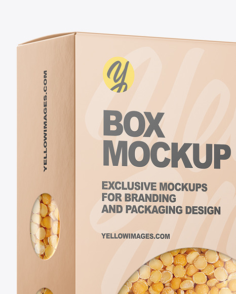 Paper Box with Yellow Peas Mockup PSD #2