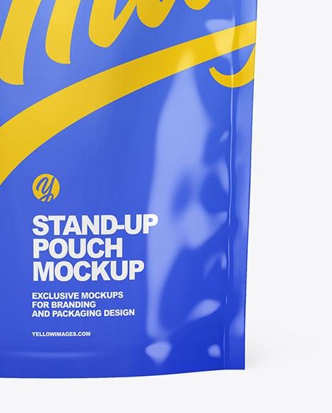 Glossy Stand Up Pouch W  Zipper Mockup PSD #1