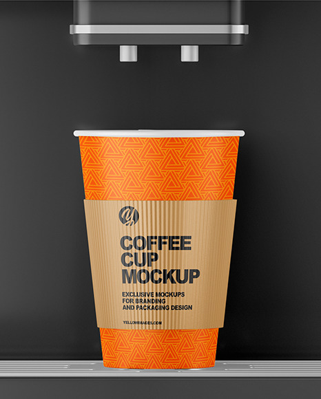 Matte Coffee Cup with Holder and Cofee Machine Mockup PSD #4