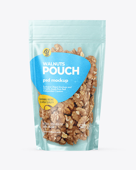 Kraft Stand-up Pouch with Walnuts Mockup