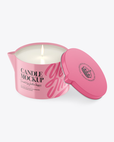 Opened Glossy Candle Mockup