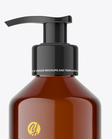 Amber Bottle with Pump Mockup PSD #3