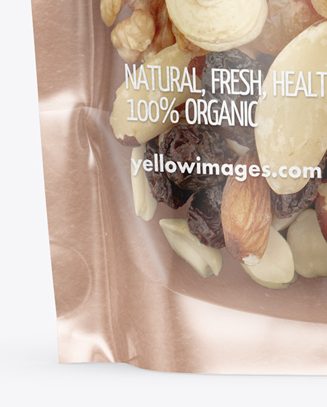 Kraft Stand up Pouch with Fruit   Nut Mix Mockup PSD #2