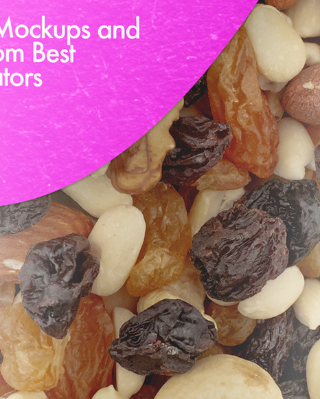 Kraft Stand up Pouch with Fruit   Nut Mix Mockup PSD #1