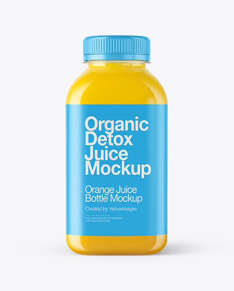 Square Orange Juice Bottle Mockup PSD #1
