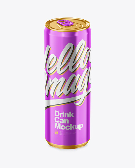 355ml Glossy Metallic Drink Can Mockup PSD #2
