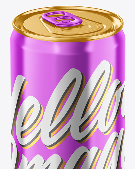 355ml Glossy Metallic Drink Can Mockup PSD #7