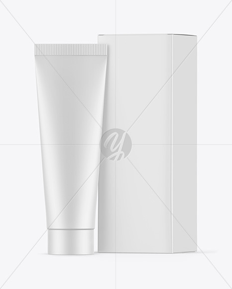 Matte Cosmetic Tube w  Box Mockup PSD #1