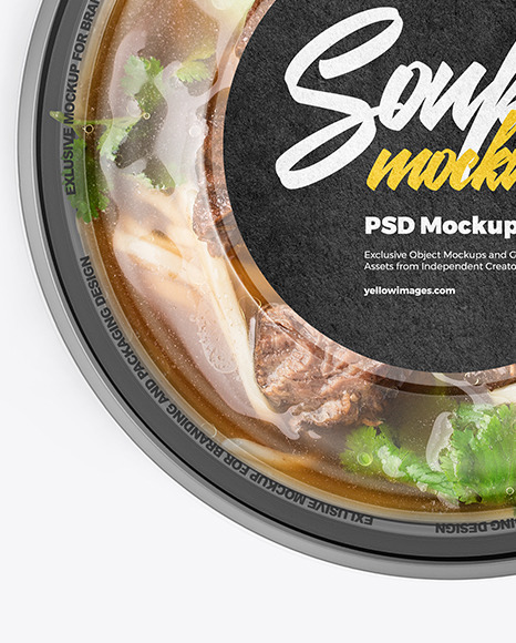 Plastic Bowl With Spicy Soup Mockup PSD #1