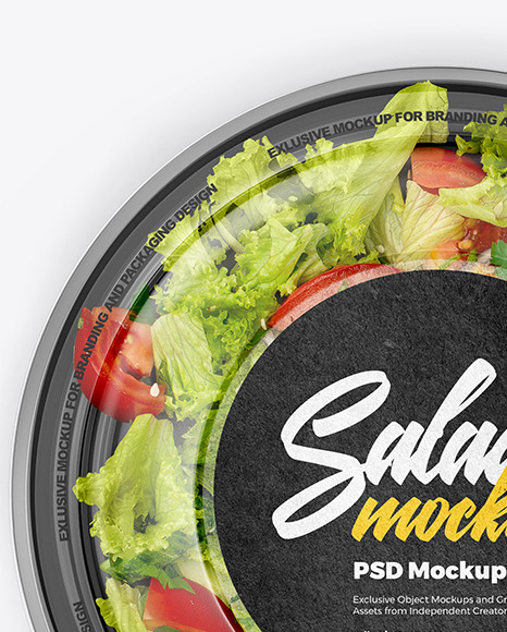 Plastic Bowl With Chicken Sesame Seeds Salad Mockup container 87941