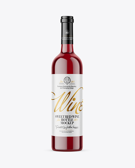 Clear Glass Red Wine Bottle Mockup