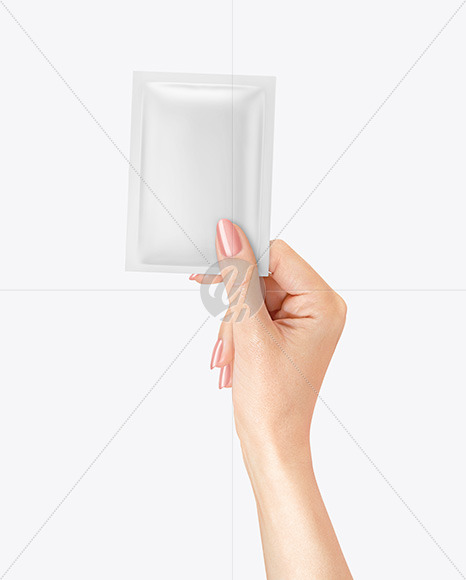 Matte Sachet Mockup in a Hand Mockup PSD #3