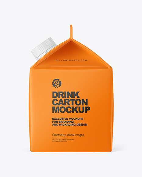Glossy Drink Carton Pack with Screw Cap Mockup
