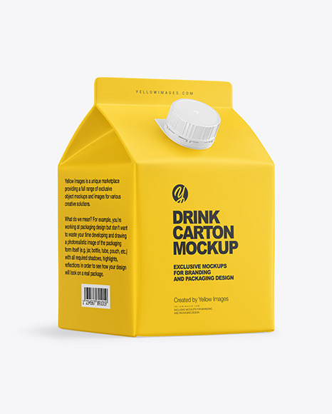 Matte Drink Carton with Screw Cap Mockup