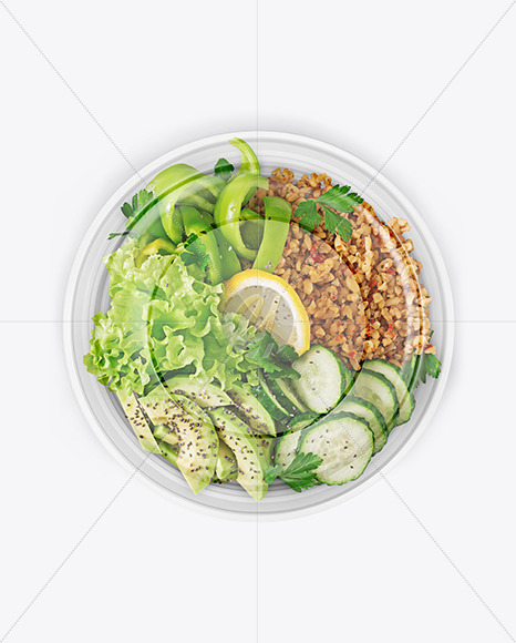 Plastic Bowl With Vegetarian Lunch Mockup PSD #1