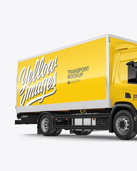 Box Truck Mockup   Half Side View PSD #2