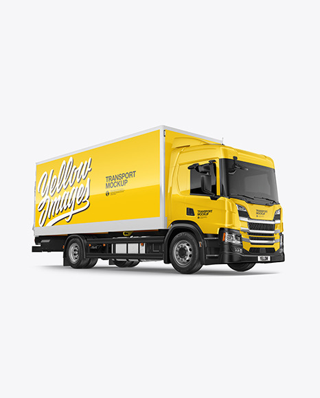 Box Truck Mockup - Half Side View