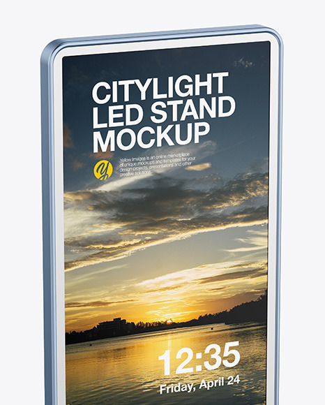 LED Citylight Metallic Stand Mockup PSD #2