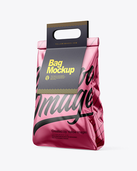 Metallic Bag with Paper Handle Mockup