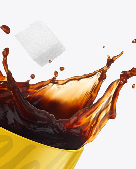 Glossy Coffee Cup   Saucer w  Splash Mockup PSD #1