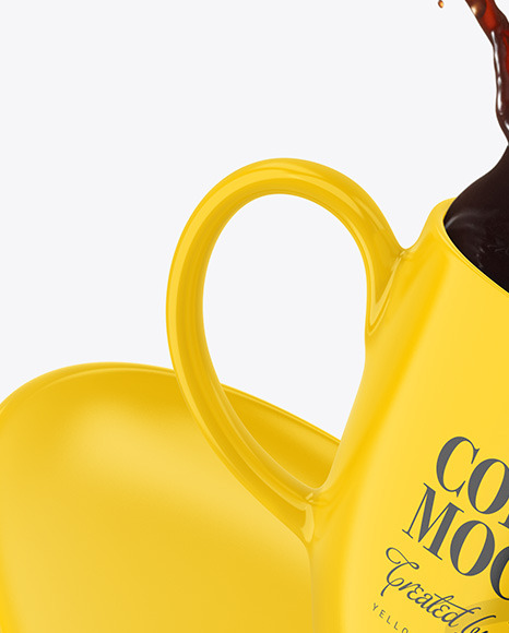 Glossy Coffee Cup   Saucer w  Splash Mockup PSD #6