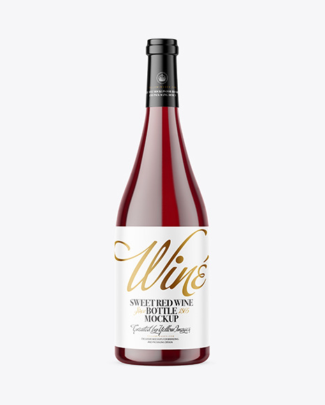 Clear Glass Red Wine Bottle Mockup