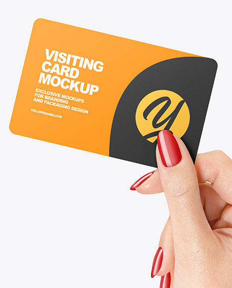 Business Card in a Hand Mockup PSD #1