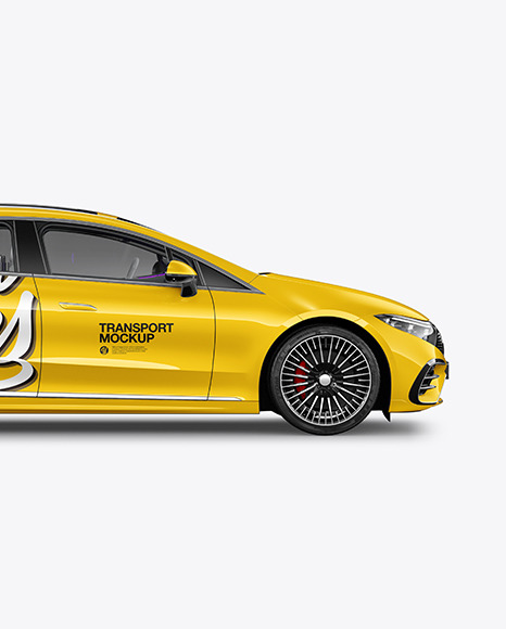 Electric Luxury Car Mockup - Side View