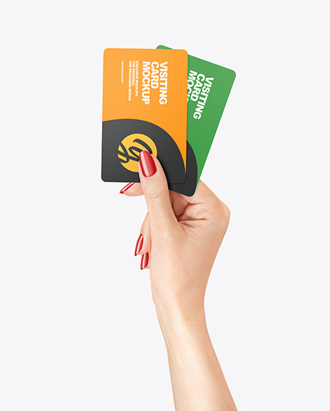 Two Business Cards in a Hand Mockup PSD #2